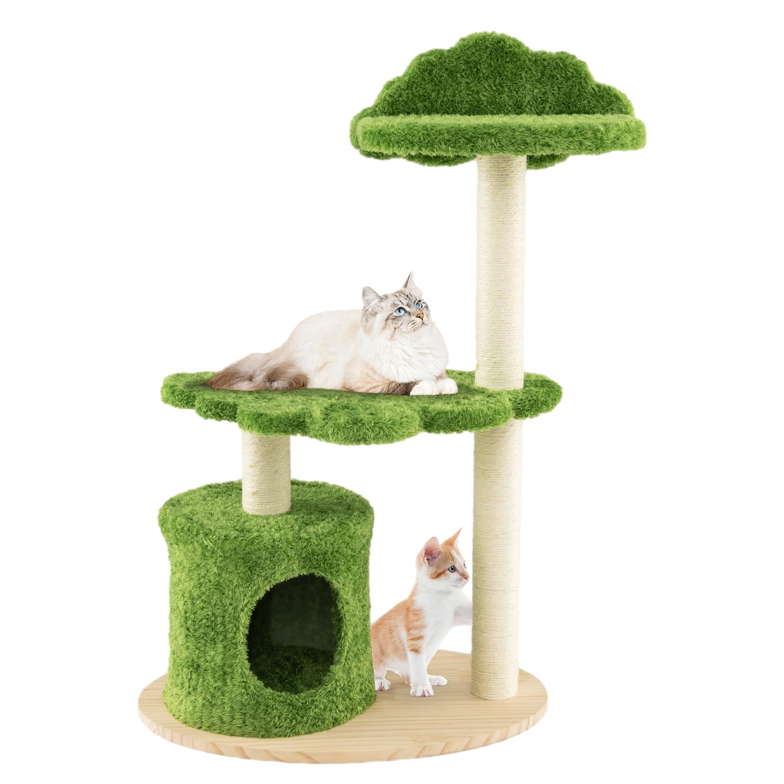 Arbre à chat Tangkula, tour à chat moderne multi-niveaux en bois, 96,5 cm